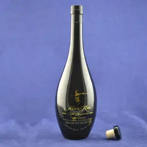 500ml 750ml 1000 ml temizle boş yuvarlak likör şarap marasca zeytinyağı cam kapaklı şişeler uçucu yağ şişe pişirme