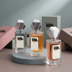 Aikun Cross Border Seller 50ml Rectangular Glass Bottle Geometric Silver Cap Nickel Logo Premium Gift <b>Box</b> Luxury Perfume Set - Product Image 2