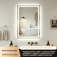 Miroir de salle de bain mural pour hôtel, moderne, luxueux, minimaliste, carré, avec lentilles en verre éclairées par LED, Guangdong