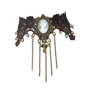 Collar de cuello corto de encaje negro Steampunk para mujer, Gargantilla, collar de cadena, colgante llamativo, collar del mundo occidental - Product Image 5