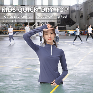 Haut de sport respirant à manches longues et demi-zip pour femme, à compression, séchage rapide, extensible, idéal pour la gym, le fitness, la course et l'entraînement - Product Image 2