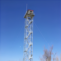 Torre de Comunicación Galvanizada por Inmersión en Caliente, Torre de Vigilancia con Soportes para Antena y Cabina de Observación