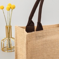 Bolso de mano de arpillera con estampado personalizado, bolsa de compras de yute reutilizable, ecológico