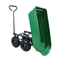 Chariot à outils de jardinage de grande capacité Chariot à benne basculante en poly Mini Dumper avec cadre en acier et pneus pneumatiques de 10 pouces