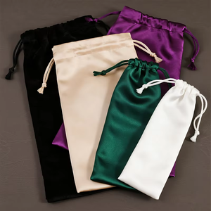 <b>Satin</b> Drawstring Pouches Small Size Polyester Minimalist Style Portable Storage Bag with Custom Logo for Jewelry and Cosmetics - Product Image 1