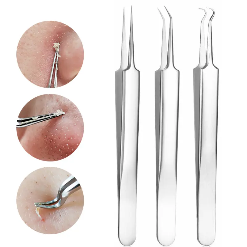 Уход за кожей лица акне иглы зажимы из нержавеющей стали Черноголовых Удаления Комедонов инструмент для удаления прыщей удалить пинцет