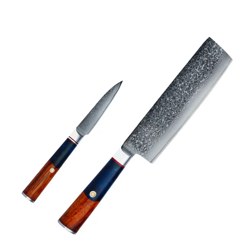 Nakiri bıçak 67 katmanları şam çelik mutfak bıçağı VG-10 çekirdek 7 "küçük balta bıçak sandal ve reçine kolu