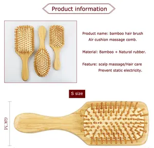 OEM Logo Natural Hair Makeup Brush Set Stock Bamboo Comb Hairbrush