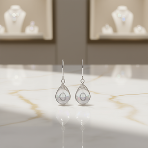 Elegantes Pendientes de Plata 925 con Cristal en Forma de Gota de Agua, Engaste Minimalista, Joyería para Uso Diario de Mujer - Product Image 2