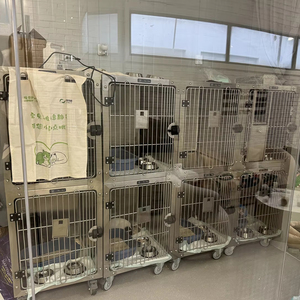 กรงสุนัขสัตว์เลี้ยงสุดหรูกรงสุนัขสำหรับแมวแบบโค้งมนทำจากสเตนเลสสตีลแบบแยกส่วนกล่องปิดกระดุมสไตล์ยอดนิยม - Product Image 1