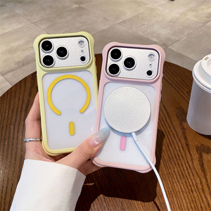 เคสโทรศัพท์มือถือใสกันกระแทกแบบแม่เหล็กพร้อมกรอบสีสันสดใสสำหรับ iPhone 15 16 17 18 Pro Max ป้องกันเลนส์ - Product Image 2