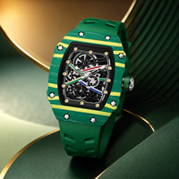 Montre-bracelet à quartz pour homme de luxe, ultra-fine, en alliage, forme tonneau, aiguilles lumineuses, bracelet en silicone, résistante à l'eau 30M
