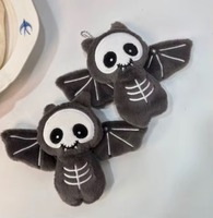1 pièce Porte-clés pendentif en peluche fantaisie, motif chauve-souris squelette de dessin animé pour Halloween, accessoire de sac à dos créatif et mignon pour enfants, cadeaux de fêtes