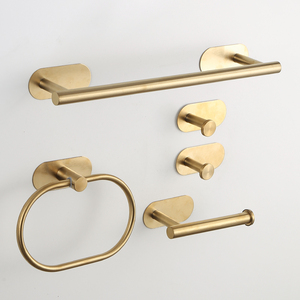 Ensemble de porte-serviettes de salle de bain moderne en laiton avec barre, anneau et crochet, fixation murale, finition antique - Product Image 3
