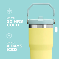 Mug de voyage isotherme en acier inoxydable de 30 oz avec logo personnalisé, paille rabattable et poignée portable pour enfants et activités sportives en extérieur