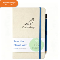 Carnet de notes professionnel en lin durable avec couverture rigide, sangle élastique, impression personnalisée, pages épaisses - Cadeau écologique pour les entreprises