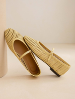 Chaussures plates élégantes en maille de haute qualité pour femmes, ballerines à enfiler, chaussures plates à bout rond en raphia pour l'été