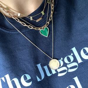 Новое модное 925 Серебряное Ювелирное Украшение с позолоченной бриллиантовой рамкой малахитовое сердце ожерелье - Product Image 4