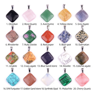 Pendentif carré en cristal naturel de 24 mm, design <span class=keywords><strong>diagonal</strong></span>, collier avec pendentif en pierre, modèle original, accessoires de bijoux DIY - Product Image 2