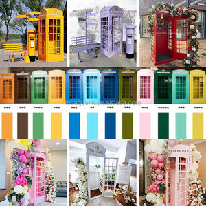 Cabina Telefónica Metálica Decorativa para Exteriores LEDA, Color Morado, para Bodas y Eventos, Soporte para Libro de Visitas con Audio - Product Image 5