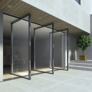 Portes intérieures modernes en aluminium pour maison hôtel, système de portes pivotantes en verre trempé en aluminium noir pour chambre <span class=keywords><strong>intérieure</strong></span> - Product Image 3