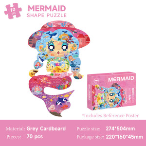 Puzzle en carton gris en forme de sirène, 70 pièces, 274x504mm, jouet éducatif pour enfants, apprentissage précoce avec affiche, Rompecabezas Infantil - Product Image 6