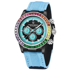 Montre à quartz pour homme PAGANI DESIGN 1732, bracelet en nylon, étanche 10 ATM, multifonctionnelle, mécanique, décorée de diamants arc-en-ciel - Product Image 2