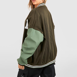 Fabrication 100% haute qualité contraste couleur cuir manches respirant Varsity veste sur mesure femmes Varsity veste - Product Image 5