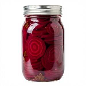 Rodajas de remolacha encurtida encurvada y sazonada de primera calidad en agua y vinagre, en tarro de cristal, marca privada, fabricante OEM - Product Image 2