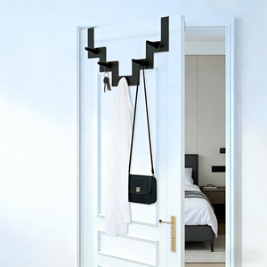 Gancho Geométrico Moderno para Puerta, Sin Taladro, 5 Ganchos, Ahorro de Espacio, Organizador de Ropa para la Parte Posterior de la Puerta, Estante de Almacenamiento para Puerta - Product Image 4