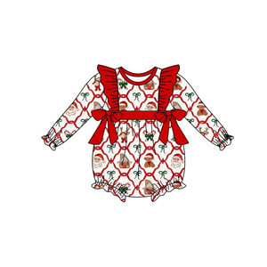 RTS Navidad arcos bastones de caramelo bebé burbuja mameluco recién nacido volantes lindo niño mameluco con botón a presión nuevos diseños ropa de bebé - Product Image 3