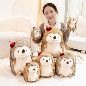 ตุ๊กตาเม่นน่ารักนุ่มนิ่มพร้อมแอปเปิ้ล ตุ๊กตาสัตว์น่ารักขนฟู ของขวัญวันเกิดสำหรับเด็ก ตกแต่งบ้าน - Product Image 3