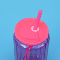 Gobelet à boisson en verre borosilicate de haute qualité de 16 oz, très vendu en 2025, avec couvercle et paille en PP colorés, design classique, cadeau idéal