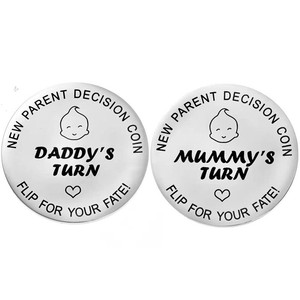 Nueva moneda para tomar decisiones para padres Singli Mummy's Daddy's Turn doble cara plata 30mm regalo para bebé recién nacido - Product Image 5