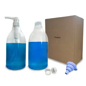 空大洗衣液肥皂织物柔软剂分配器瓶套装64盎司2L带泵塑料瓶