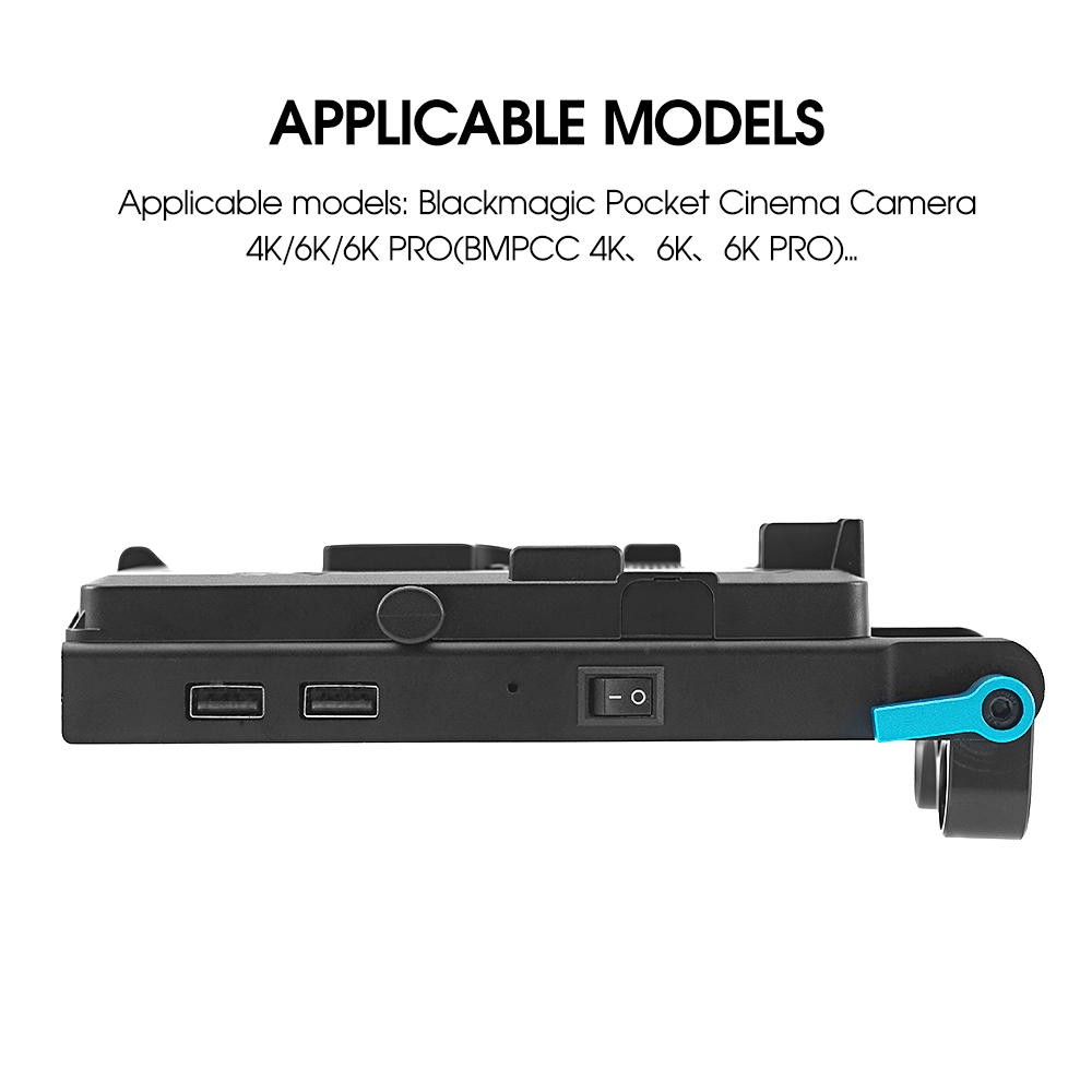 V Mount Battery Power System with USB Port with Battery Plate Rod Clamp for BMPCC 4K 6K