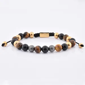 Ruigang Best Selling Products Exquisite Jewelry Custom Logo Men Tiger Eye Bead Bracelets