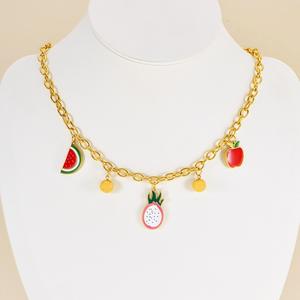 Style végétal Maïs Rouge Piment Chaud Colliers Fruits Frais Dragon Fruit Pastèque Collier Doux Femmes Accessoires Bijoux - Product Image 4