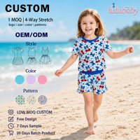 DH ODM Americana Summer Style: Setelan Pakaian Anak Bahan Bambu Merah Putih Biru dengan Motif Ceri & Bintang untuk Pasar Kanada