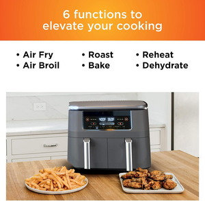Friteuse à air double classique carrée en plastique 9L avec écran tactile, four électrique à friture profonde, 2 paniers indépendants, antiadhésif PTFE - Product Image 3
