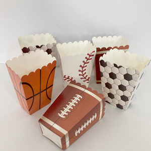 Bicchieri per <span class=keywords><strong>Popcorn</strong></span> Super Bowl Rugby con Vari Motivi a Pallone, Scatole Autoportanti per Patatine Fritte Usa e Getta, Ecologiche in Carta Riciclata - Product Image 3