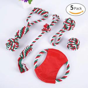 Gran oferta, juguete de molienda de dientes navideños para mascotas, cuerda de algodón Molar con nudo navideño duradero para mascotas - Product Image 6