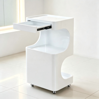 Chariot de rangement compact et durable, en plastique blanc, à 3 niveaux, avec tiroir supérieur, pour cuisine, salle de bain et bureau