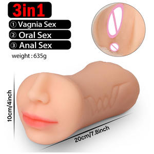 FairyKiss 3 in 1 Alat Bantu Seks Dewasa Realistis Pocket <span class=keywords><strong>Pussy</strong></span> Dua Sisi Mulut Pria Lidah Bertekstur Vagina & Anus Ketat Masturbasi Pria - Product Image 6