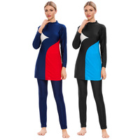 Burkini 3 pièces personnalisé et modeste pour femmes musulmanes, tenue de bain de plage avec pantalon et motif imprimé