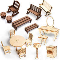 Maison de poupée Miniature Table Chaise Mini Banc En Bois Chaise À Bascule Meubles Modèle Maison De Poupée Décor Pour Enfants Faire semblant Jouer Jouet