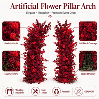 Arrangements de fleurs artificielles roses rouges pour toile de fond, centres de table de mariage, arche florale pour scène et décoration de mariage