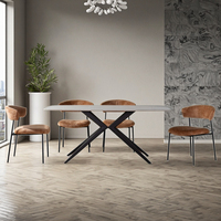 Mobilier de salle à manger personnalisé moderne, léger, de luxe, sur pieds en céramique, en verre trempé
