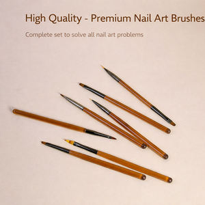 9Pcs <b>Tea</b> Acrylic Handle Nail Brush <b>Set</b> Nylon Oval Liner Tips for UV Gel Salon Drawing - Product Image 1