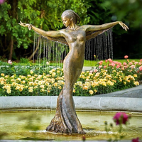 Statue de bronze élégante de déesse dansante, fontaine paysagère moderne pour décoration de jardin extérieur